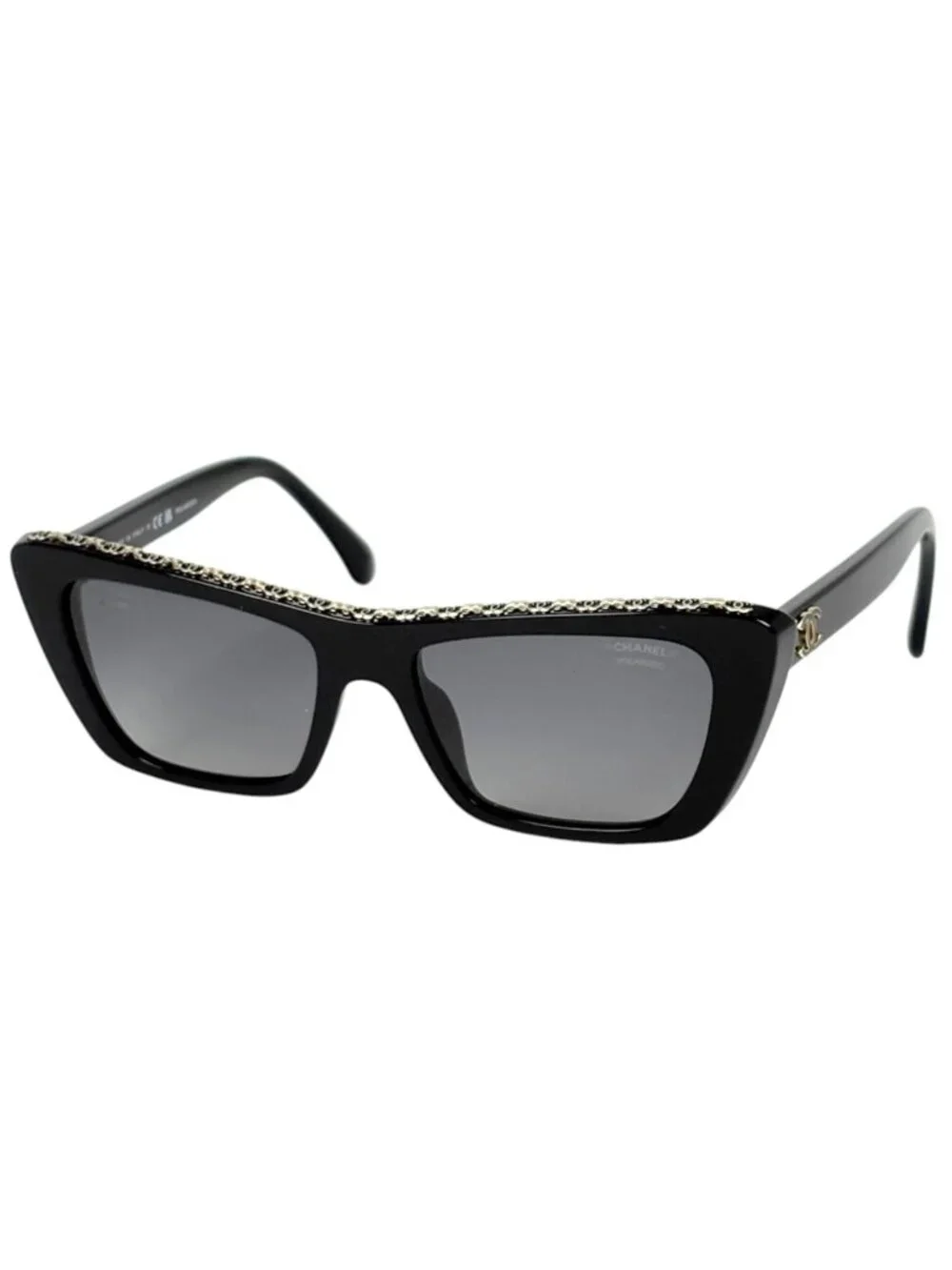 Chanel Butterfly Shape Sunglasses CC Logo Acetate Black Eyewear